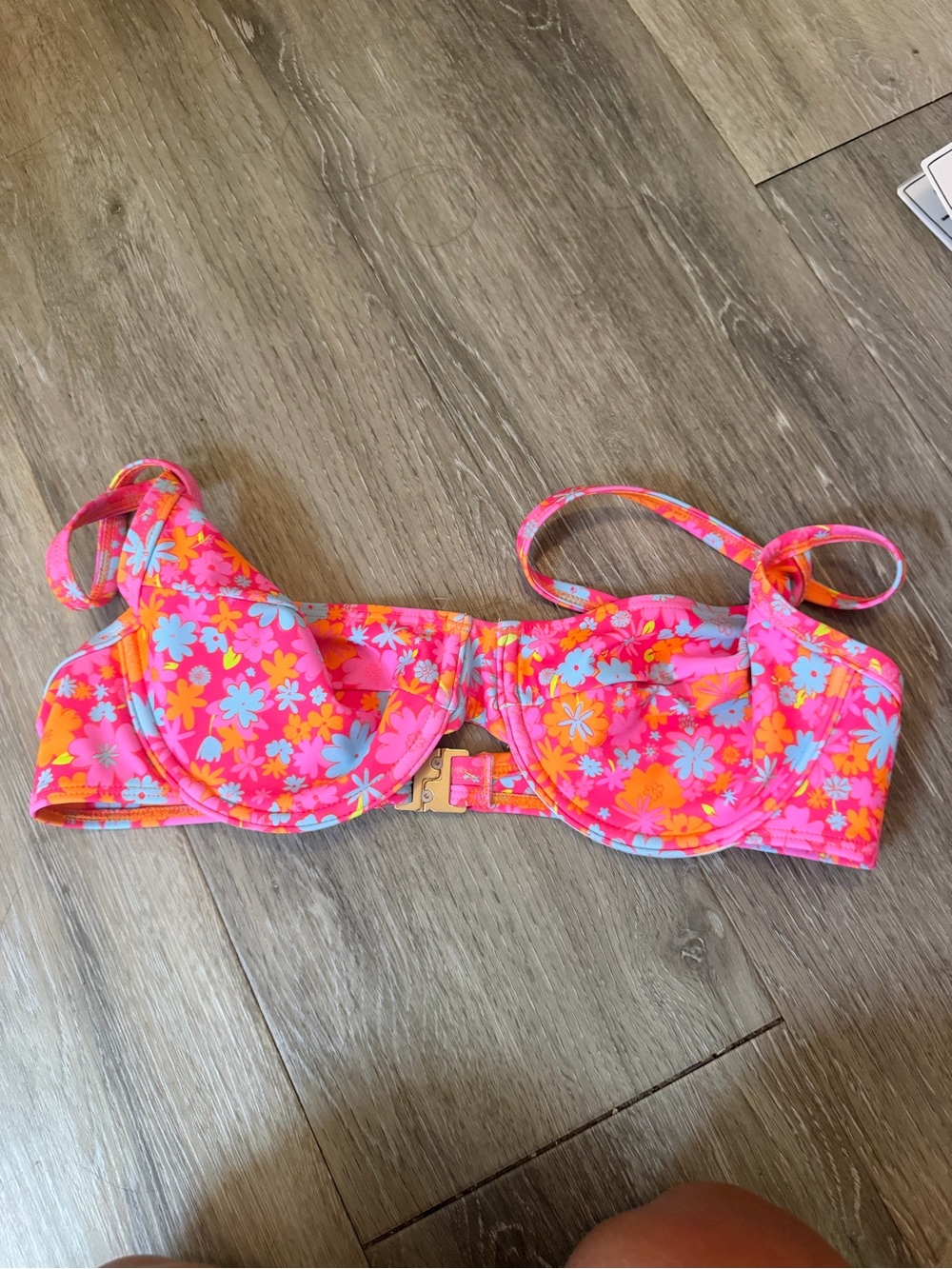 Kulani Kinis Pink Orange Floral Bikini Top